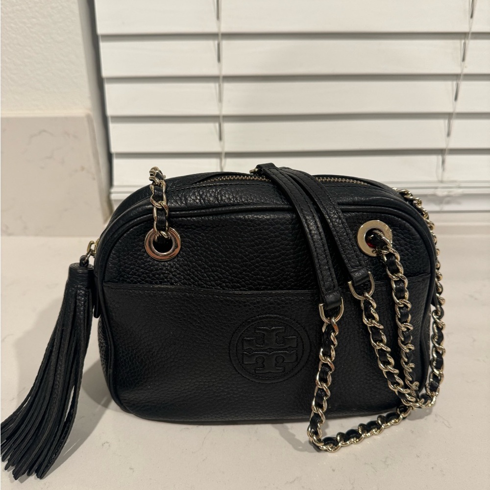 Tory Burch Black Leather Chain Crossbody Bag